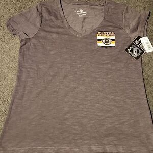 NHL Boston Bruins Women's Grey Pocket Tee - New
